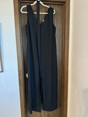 mittoshop Black Sleeveless Wide-Leg Jumpsuit with Waist Tie